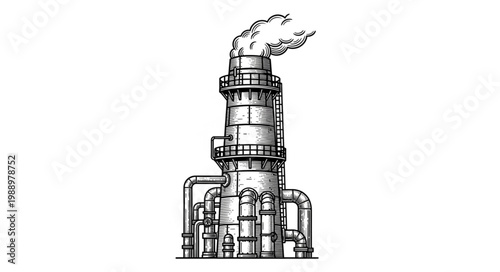 Premium Industry Chimney Black White Art 