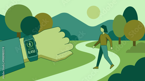 Active Pursuit: A lone individual embraces the path to wellness and health through a leisurely stroll in a verdant, tranquil park.