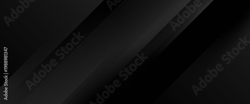 Black abstract background. Elegant dark diagonal shape elements. Modern luxury grey gradient graphic design.