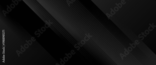 Black abstract background. Elegant dark diagonal shape elements. Modern luxury grey gradient graphic design.