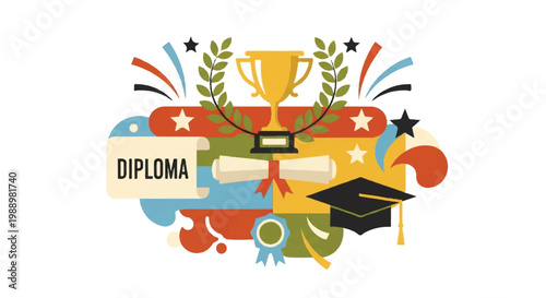 Achievement diploma concept illustration awards ceremony decoration