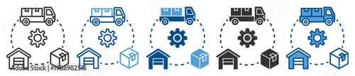 Logistics network icon set multiple style collection