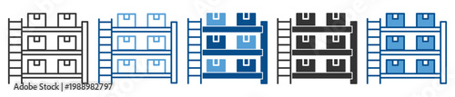 Storage rack icon set multiple style collection