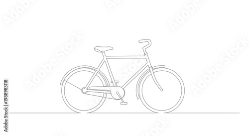 Minimalist Line Art Bicycle Drawing on White Background - Simple Cycle Icon