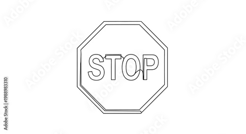 Hand-drawn Stop Sign Icon - Simple Outline Graphic on White Background