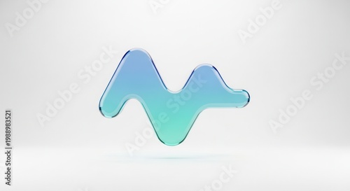 Dynamic fluid waveform render with vibrant blue green gradient on clean white background digitally