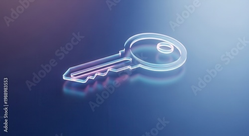 Digital key icon with vibrant neon glow, symbolizing modern security and access solutions
