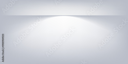 White grey studio room. Limbo light background. Abstract 3d gradient backdrop for product presentation. Minimal wall scene spotlight. Showcase, promotion display.