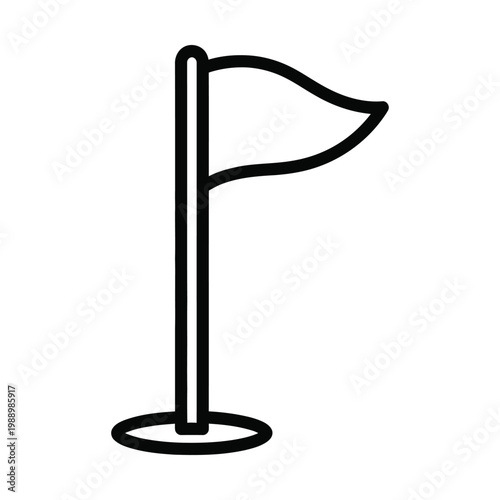 Simple outline icon of a golf flag marking a hole on a course.
