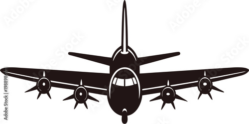 Vector illustration of a military transport plane from front perspective