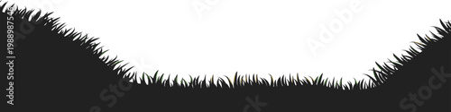 Stylized green grass border illustration on white background, a fresh natural design element perfect for spring.