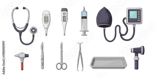 Medical instruments assortment illustration set isolated