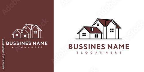 Two logos of houses with business names are shown side by side