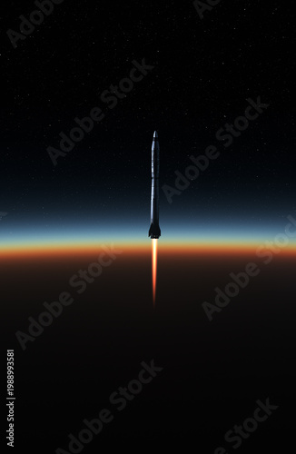Space rocket going into space