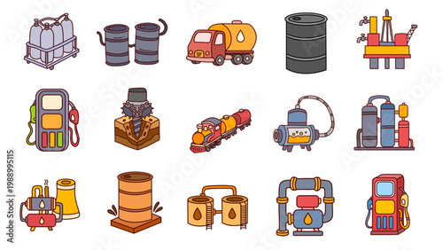 comprehensive set of oil and gas transport tools and fuel storage containers