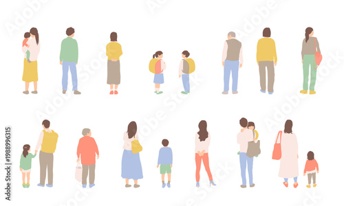 春を感じる後ろ姿の人物セット