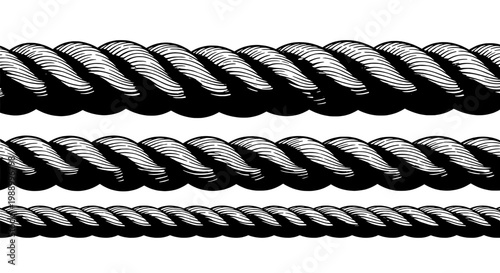 Rope thick twisted with detailed texture and black shadow, rope illustration featuring cord, vector cord, graphic cord with cord design and cord
