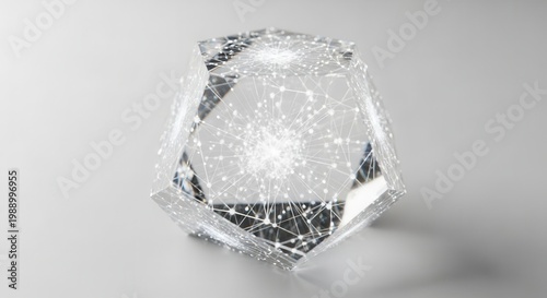 Futuristic crystal encasing a vibrant digital network illustrating complex interconnected systems