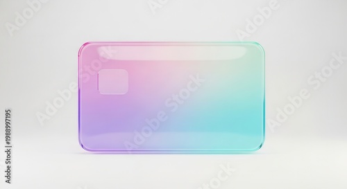 Futuristic gradient transparent financial card on a pristine white background