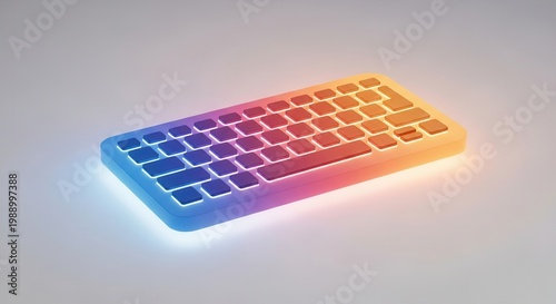 Sleek glowing keyboard with a mesmerizing rainbow gradient highlighting advanced technological