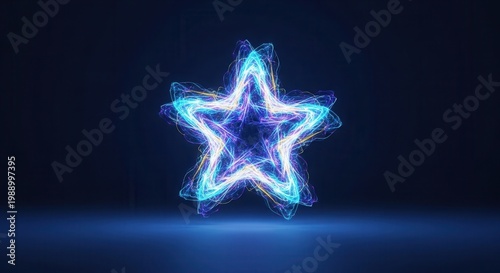 Dynamic glowing star energy form illuminating a dark cosmic void with vibrant electric blue light