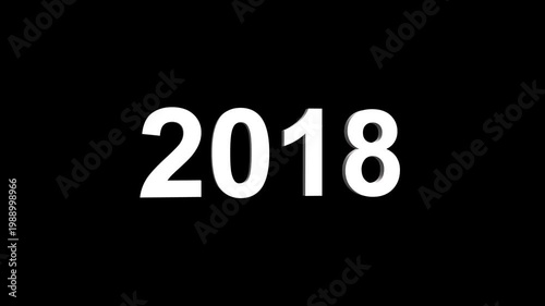 Bright white 3D number 2018 text animation floating against a deep black void offering a vibrant and modern visual for the year with a sense of digital energy. 