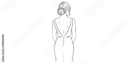 Back view elegant dress fashion.