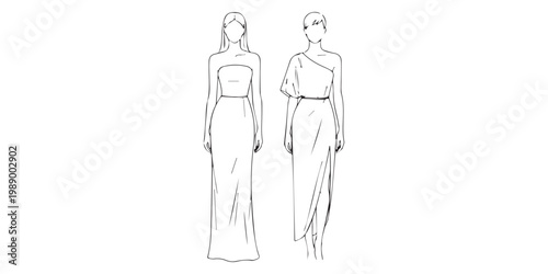 Elegant dress fashion illustration.