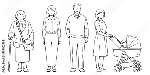 Family portrait with baby stroller.