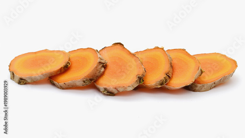 dry ginger slices on white background.ai