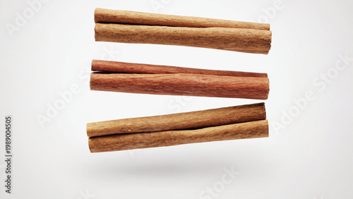 raw dry cinnamon sticks on isolated white background.ai 