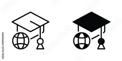 Global Education Vector Line Icon for Academic and Learning
