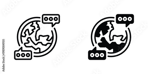 Language Learning Vector Line Icon for Education and Linguistics