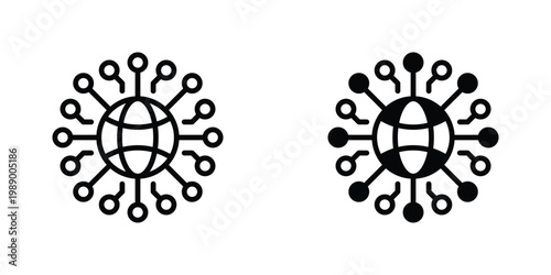Global Connection Vector Line Icon for Network and Communication