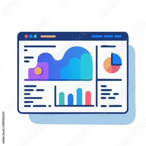 AI Analytics Dashboard Monitoring Flat Vector Illustration