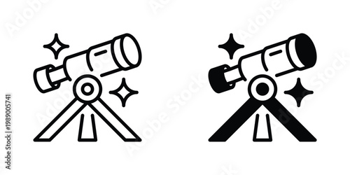 Visionary Telescope Vector Line Icon for Strategy and Leadership