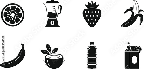 Fruit and blender set for healthy drinks.