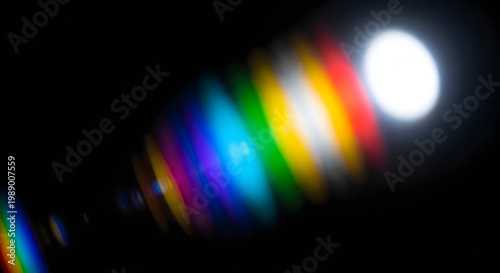 A vibrant and colorful abstract light display against a dark background