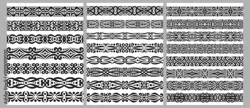 Vector set of black Seamless Borders