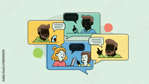 Online communication and virtual social interaction concept.