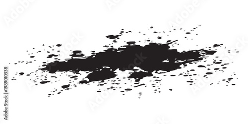 Abstract Black Ink Splatter Grunge Texture Element.