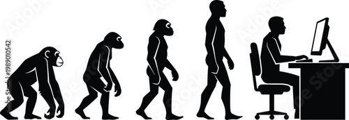 Human evolution stages and technology.