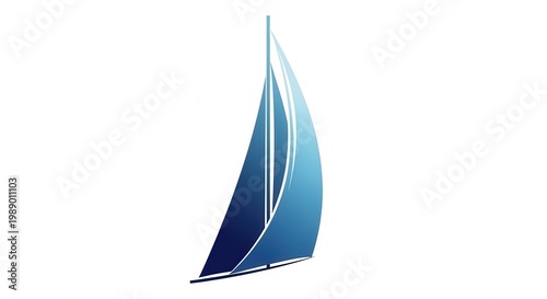 Modern minimalist graphic of a sleek blue sailboat illustrating nautical freedom and journey