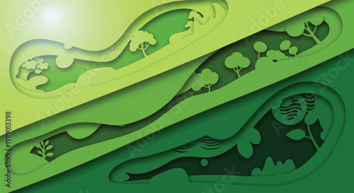 Celebrating Nature's Beauty A vibrant layered illustration for Earth day, symbolizing essential Earth protection