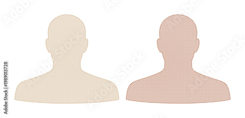 Two light brown and beige human silhouette placeholders on white background