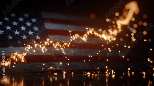 Financial Growth: A glowing upward trendline overlaid on the backdrop of an American flag, symbolizing the positive trajectory of financial markets and economic progress. 
