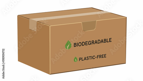 Environmentally conscious biodegradable cardboard packaging box with plastic-free labeling for sustainable shipping solutions
