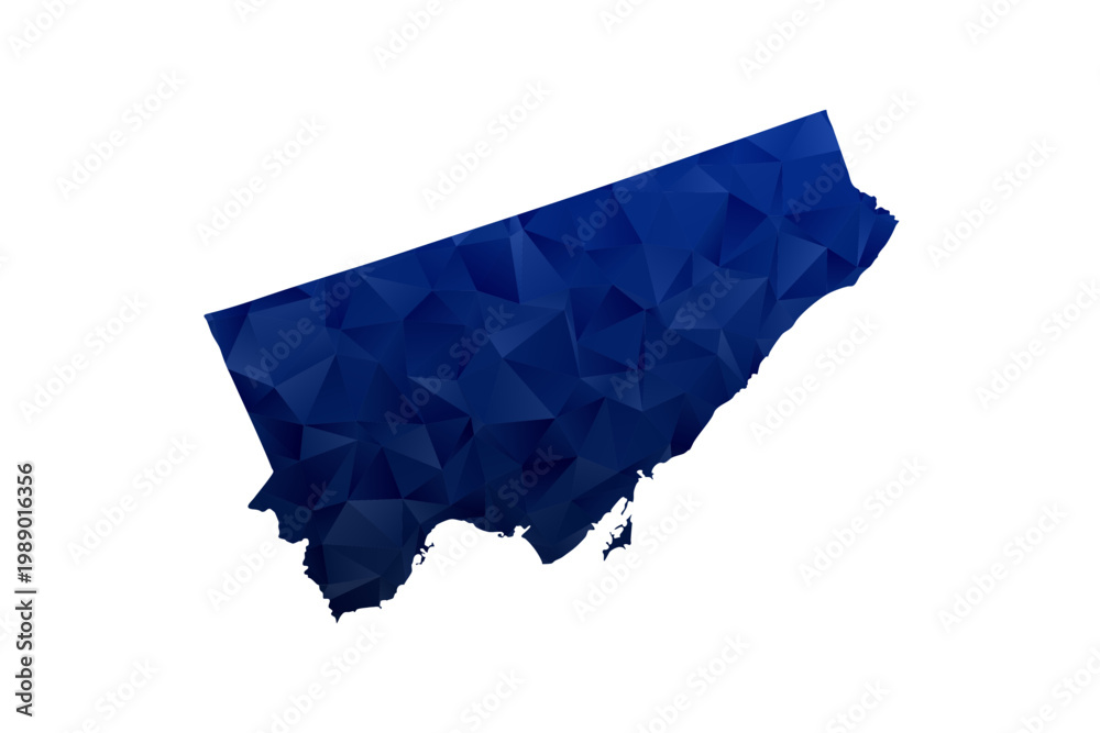 Obraz premium Toronto Map - Polygon Style Vector Illustration in Dark Blue Gradient, Low Poly Geometric Design, Isolated on White Background for Infographics and Education.