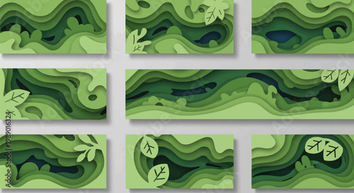 Dynamic layered green landscapes celebrating Earth day and vital Earth protection efforts