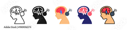 Mental Breakdown Multiple Style Icon Set Collection. 